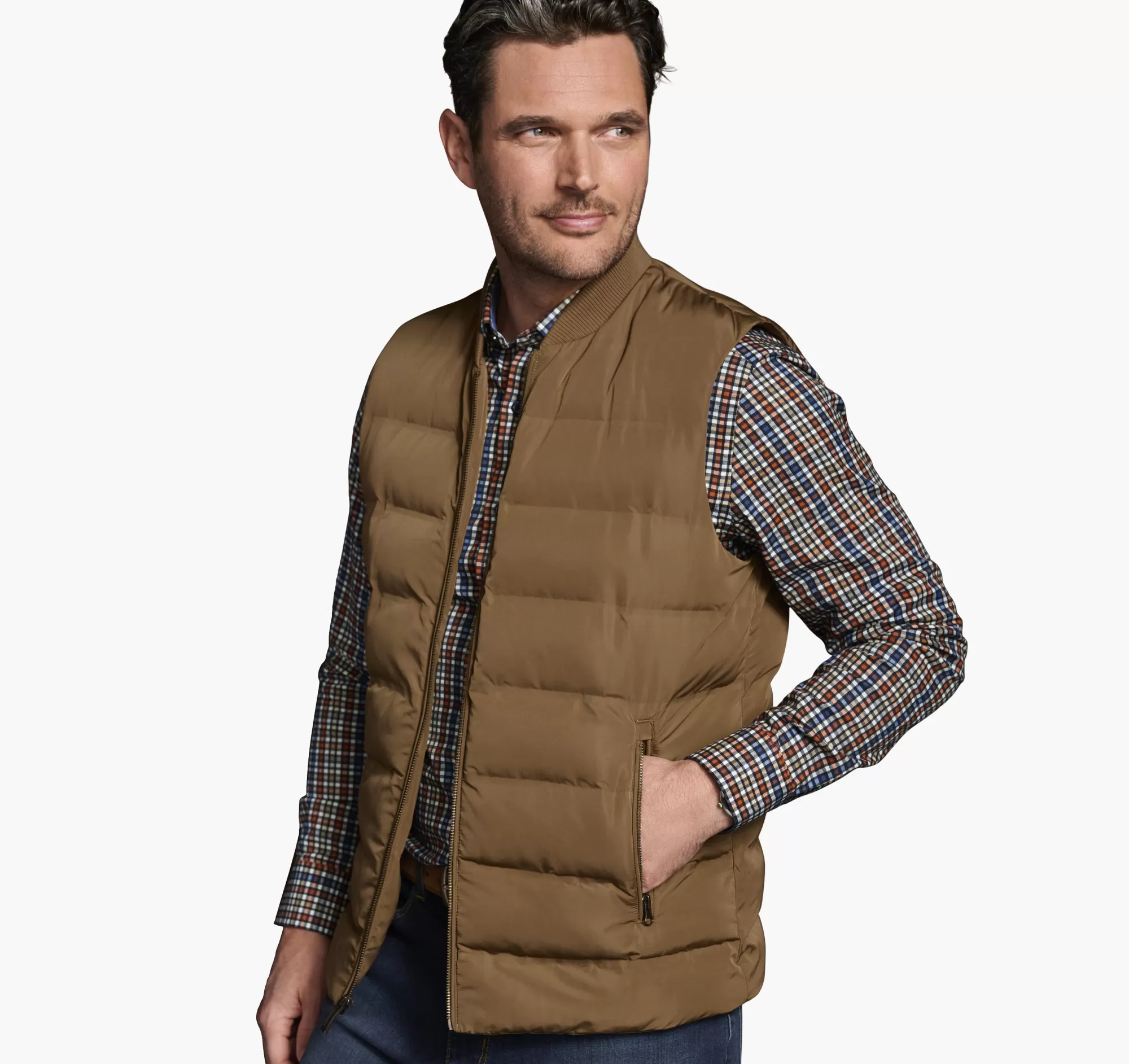 Outlet Channel Quilt Vest with Knit Collar End of Season Sale