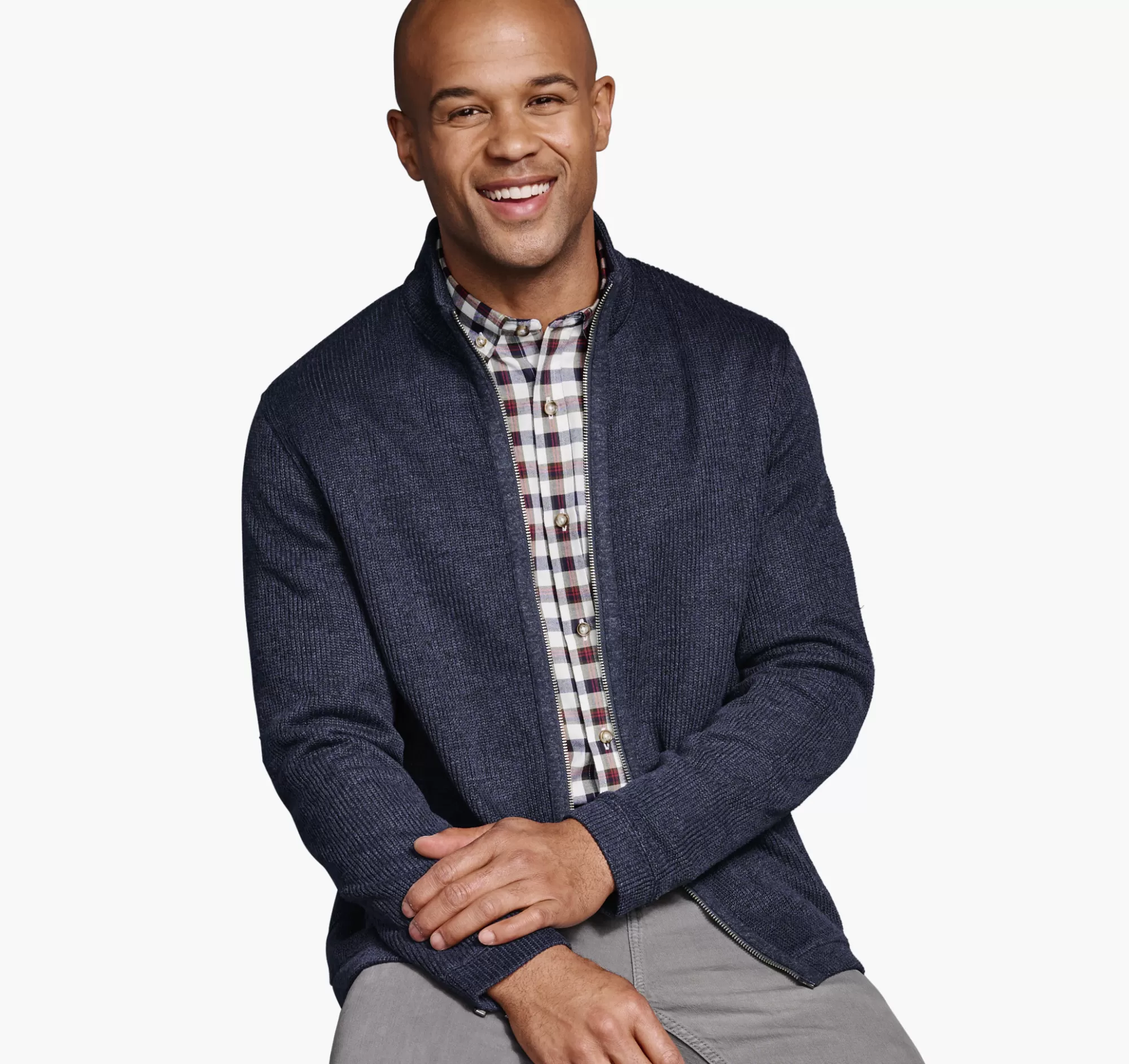 Cheap Ribbed Full Zip Sweater Sweaters & Knits