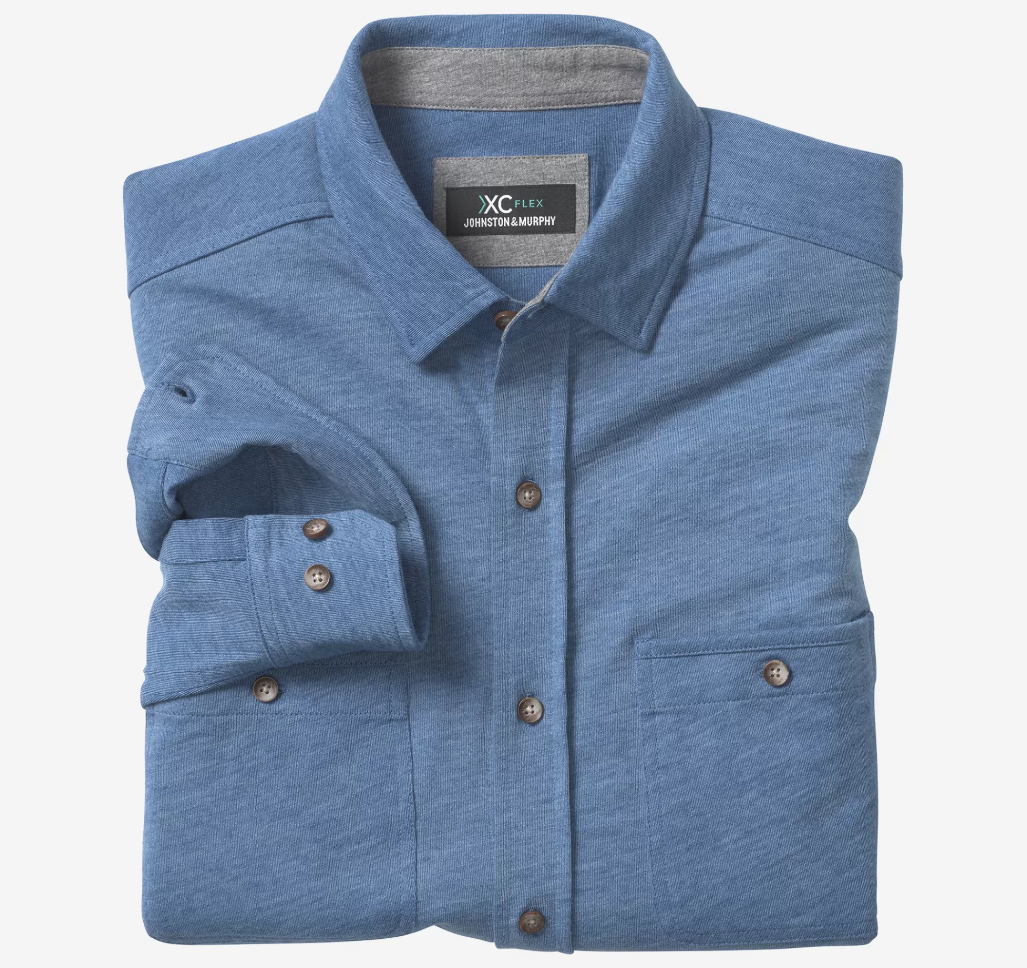 Online XC Flex® Stretch Indigo Long-Sleeve Shirt Shirts